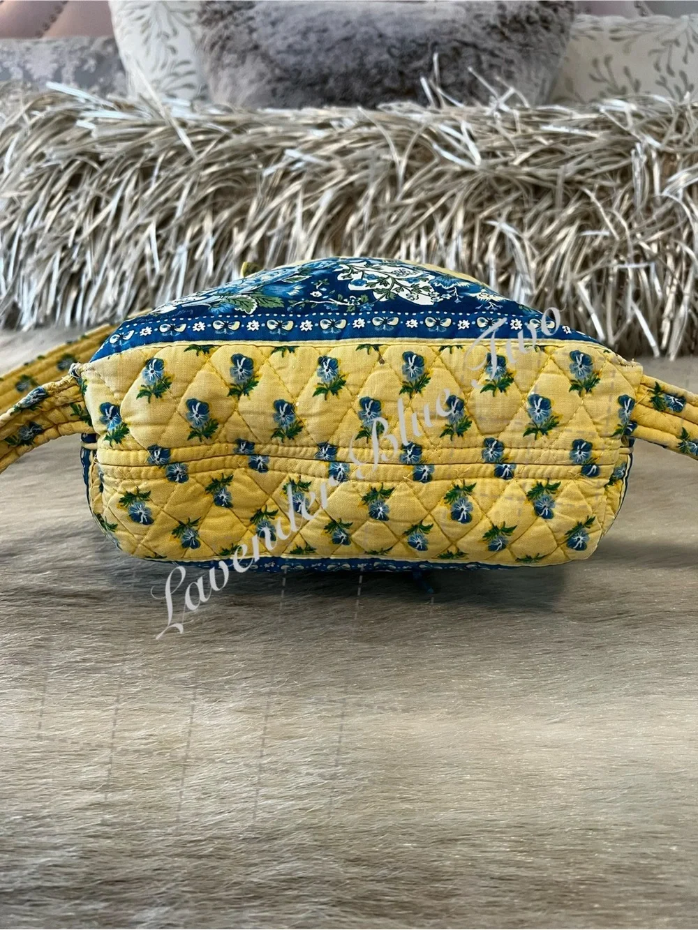 Vintage VERA BRADLEY Katherine 2004 Mimi Flap Backpack USA Yellow Blue Floral